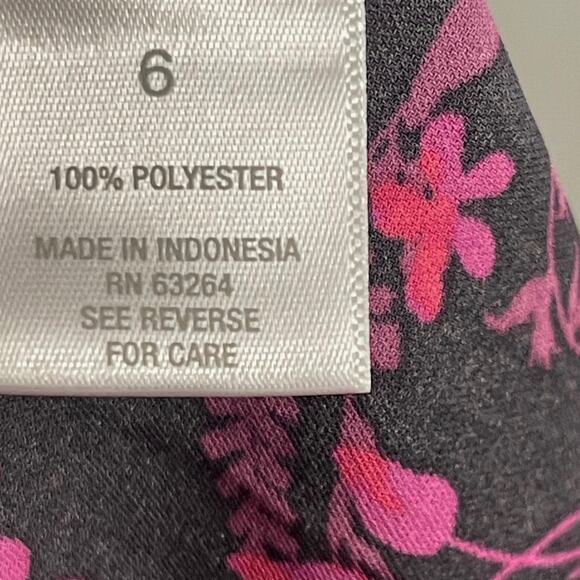 Westport 1962 Size 6 Midi Dress Fitted Black Floral Flutter Short Sleeve 90s - Picture 7 of 10